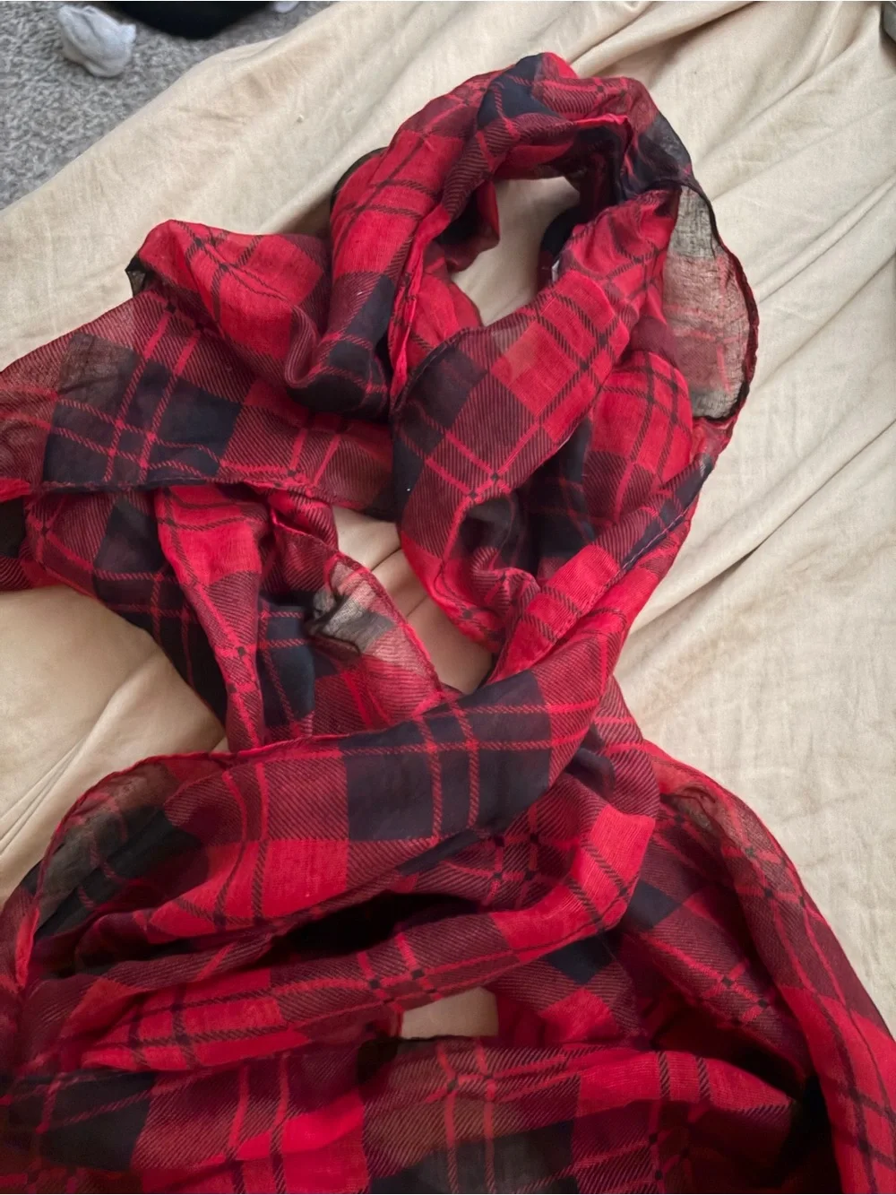 Red Plaid Lightweight Women's infinity Scarf